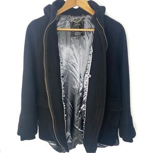 J. Crew Women’s Italian Stadium Cloth By Nello Gori Black Hooded Swing Coat S